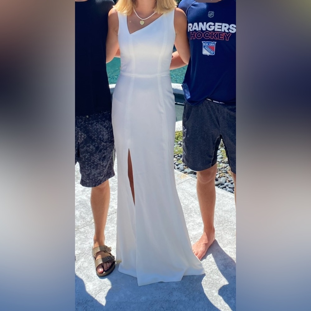 Dress the population asymmetrical white gown. Size SMALL